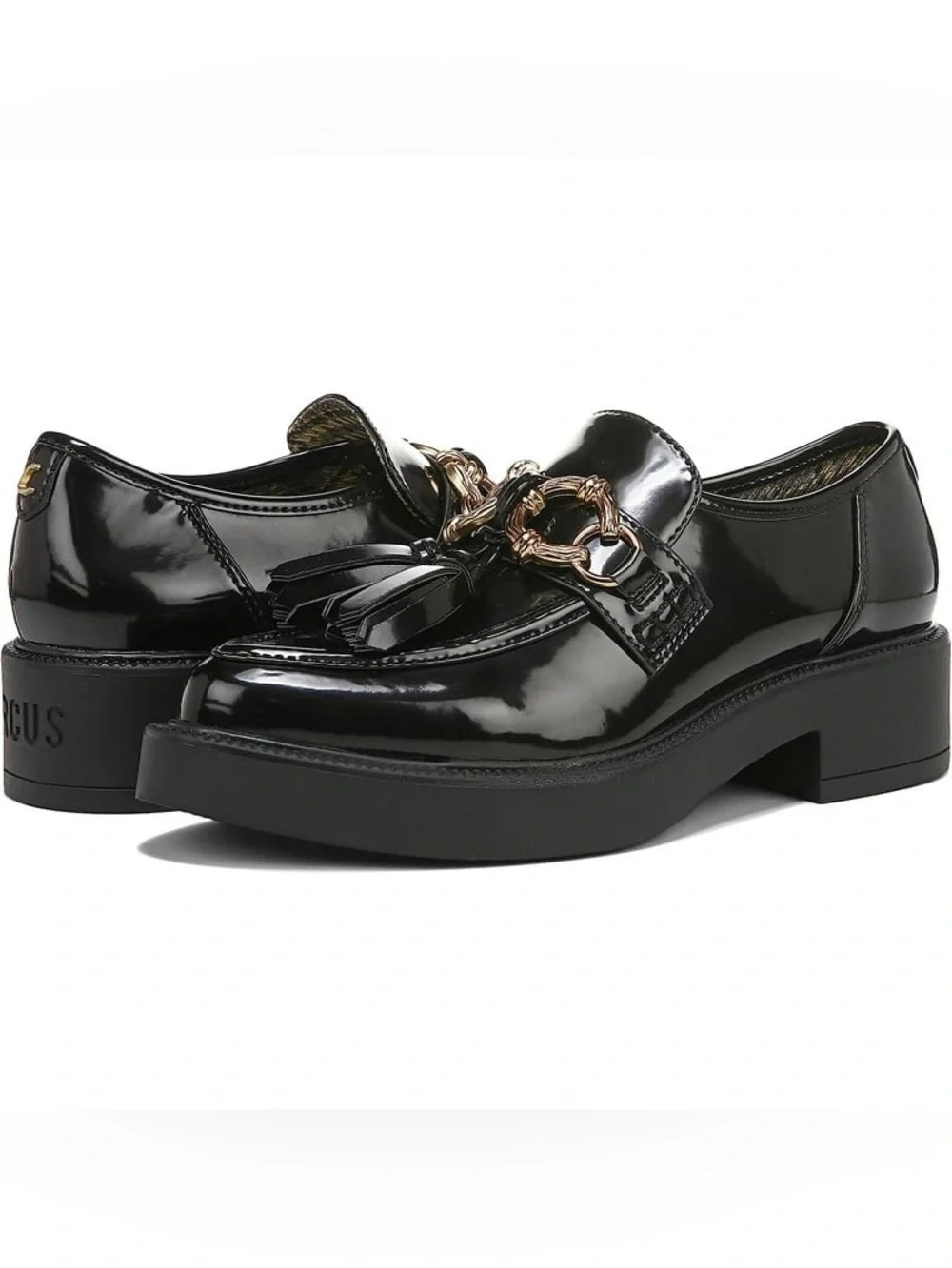 NWT Circus by Sam Edelman Patent Black Tassel Loafers with Gold Accent 6.5